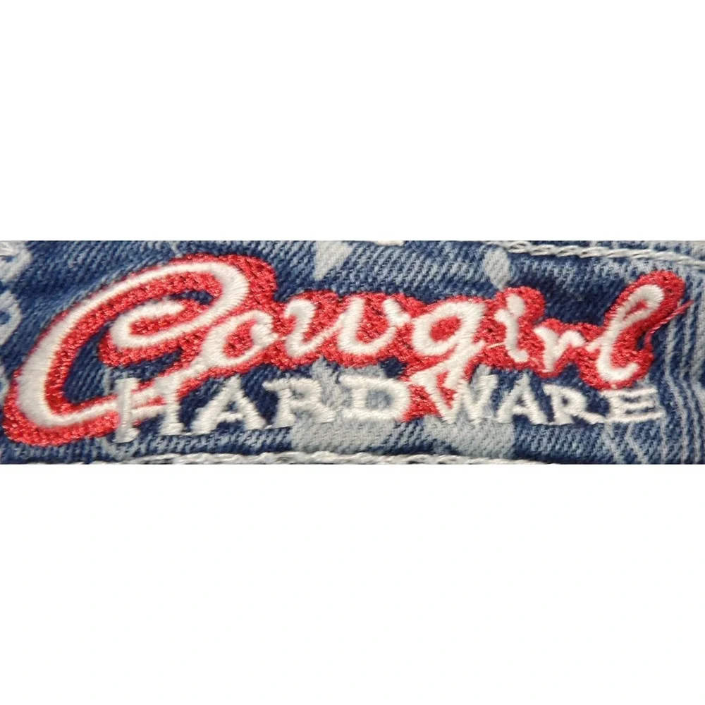 Cowgirl Hardware Aztec Flare Jeans Womens W27 Blue Bell Bottom Western Rodeo Y2K
